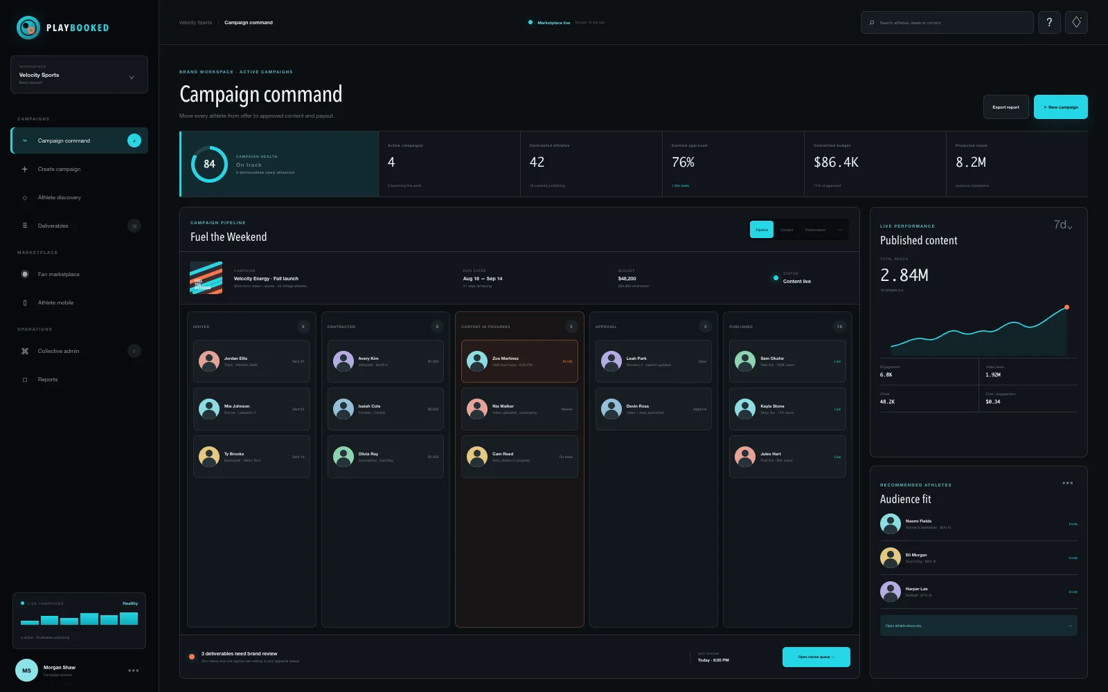 PlayBooked — NIL-маркетплейс для спортсменов, брендов и болельщиков — Экран 3