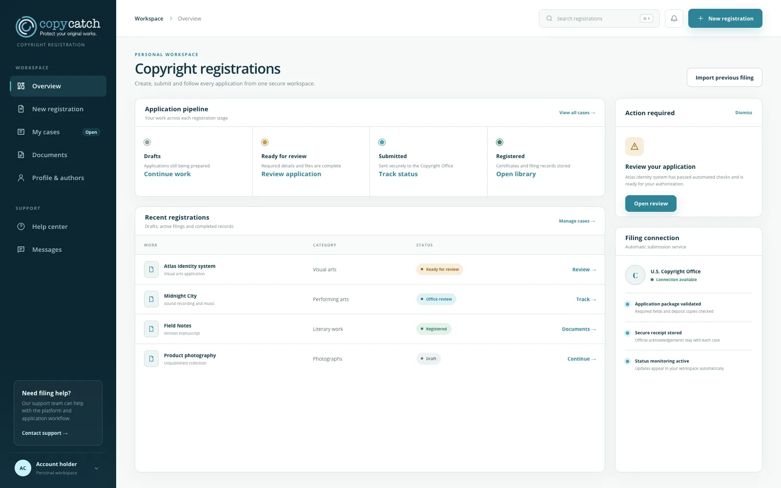 CopyCatch — платформа автоматической регистрации авторских прав — Экран 3