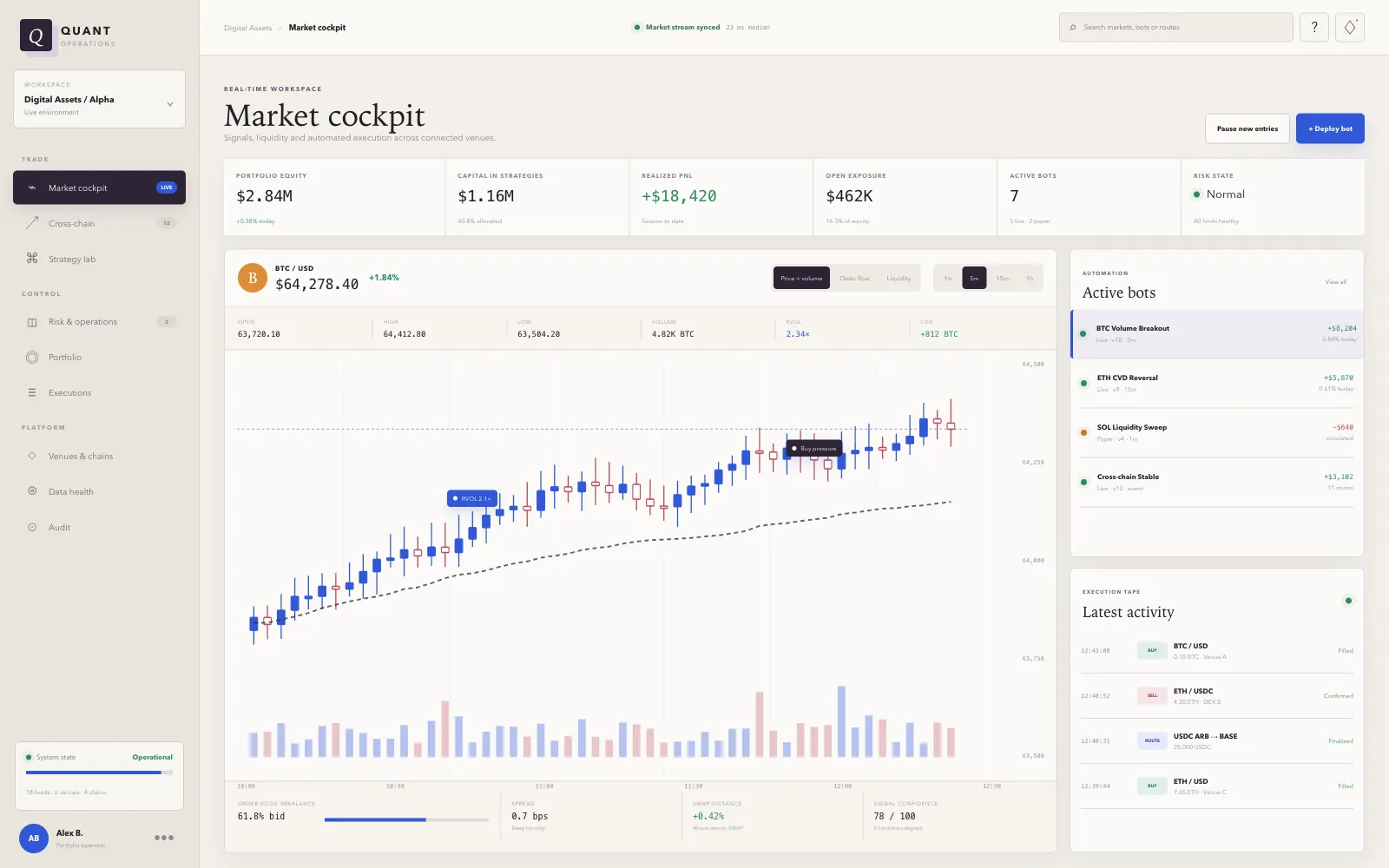Платформа алгоритмической торговли — торговые боты и межсетевой арбитраж — Экран 3