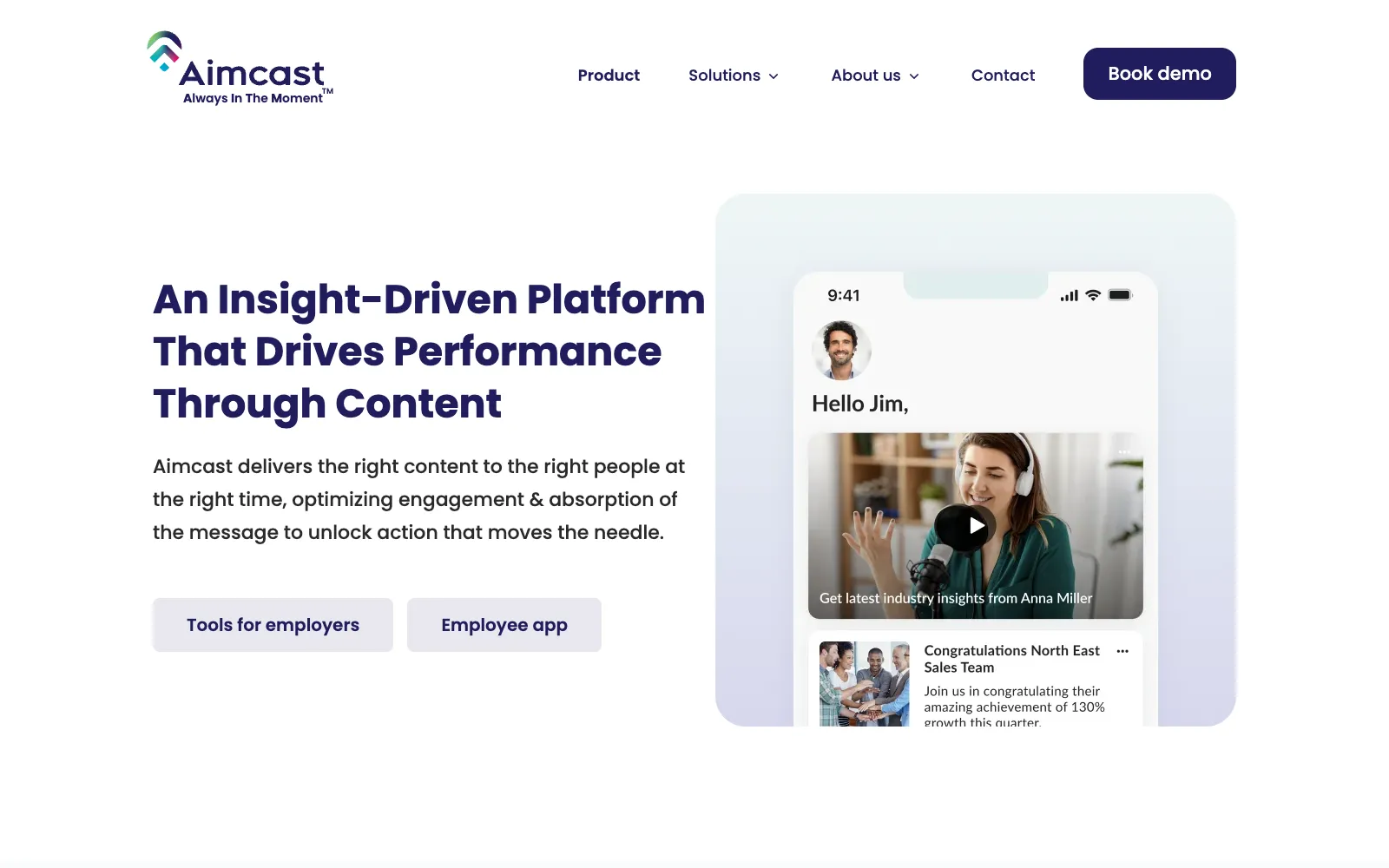 Aimcast — ИИ-платформа корпоративных коммуникаций и управления знаниями — Экран 3