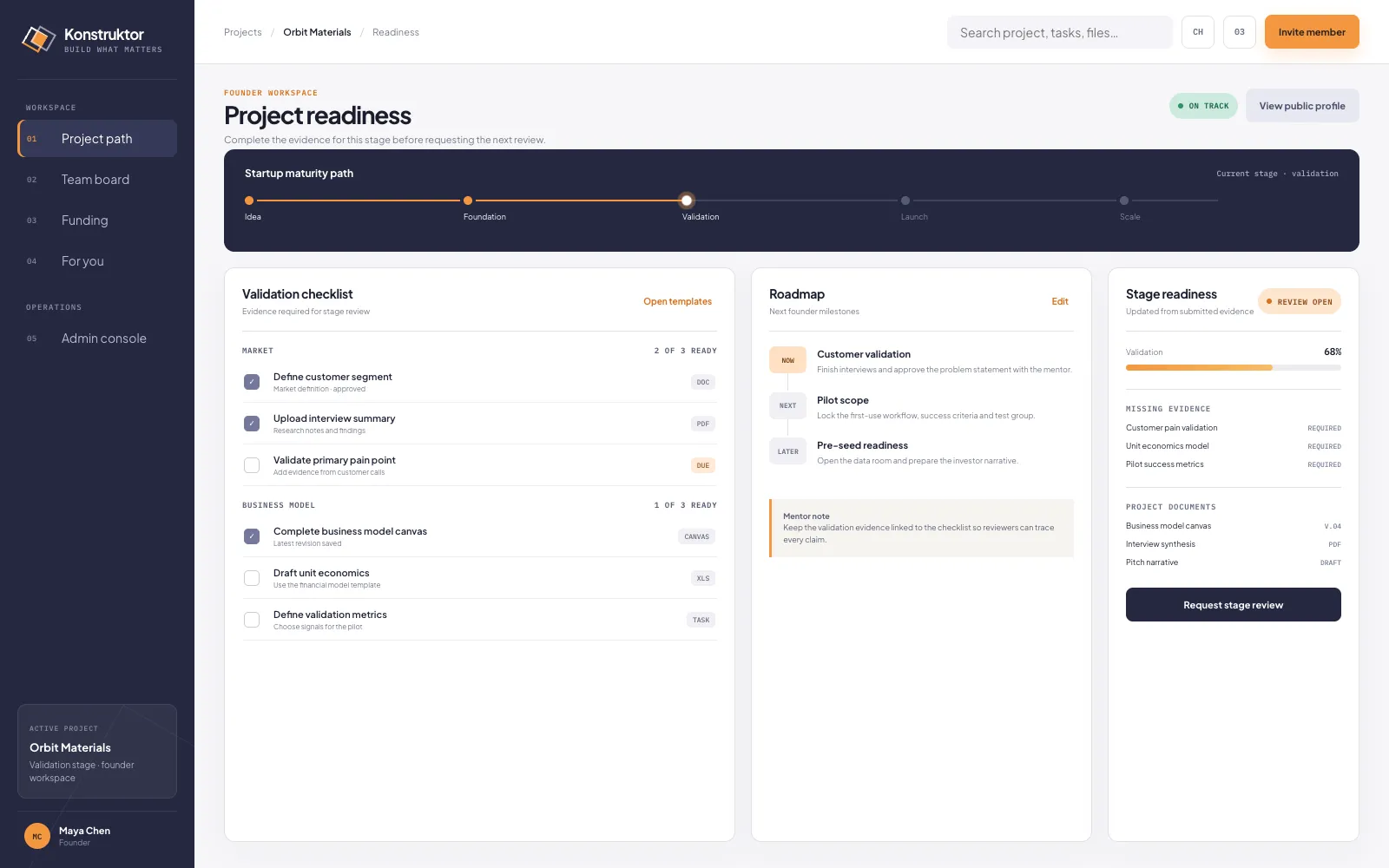 Konstruktor — платформа развития стартапов и привлечения инвестиций — Экран 3