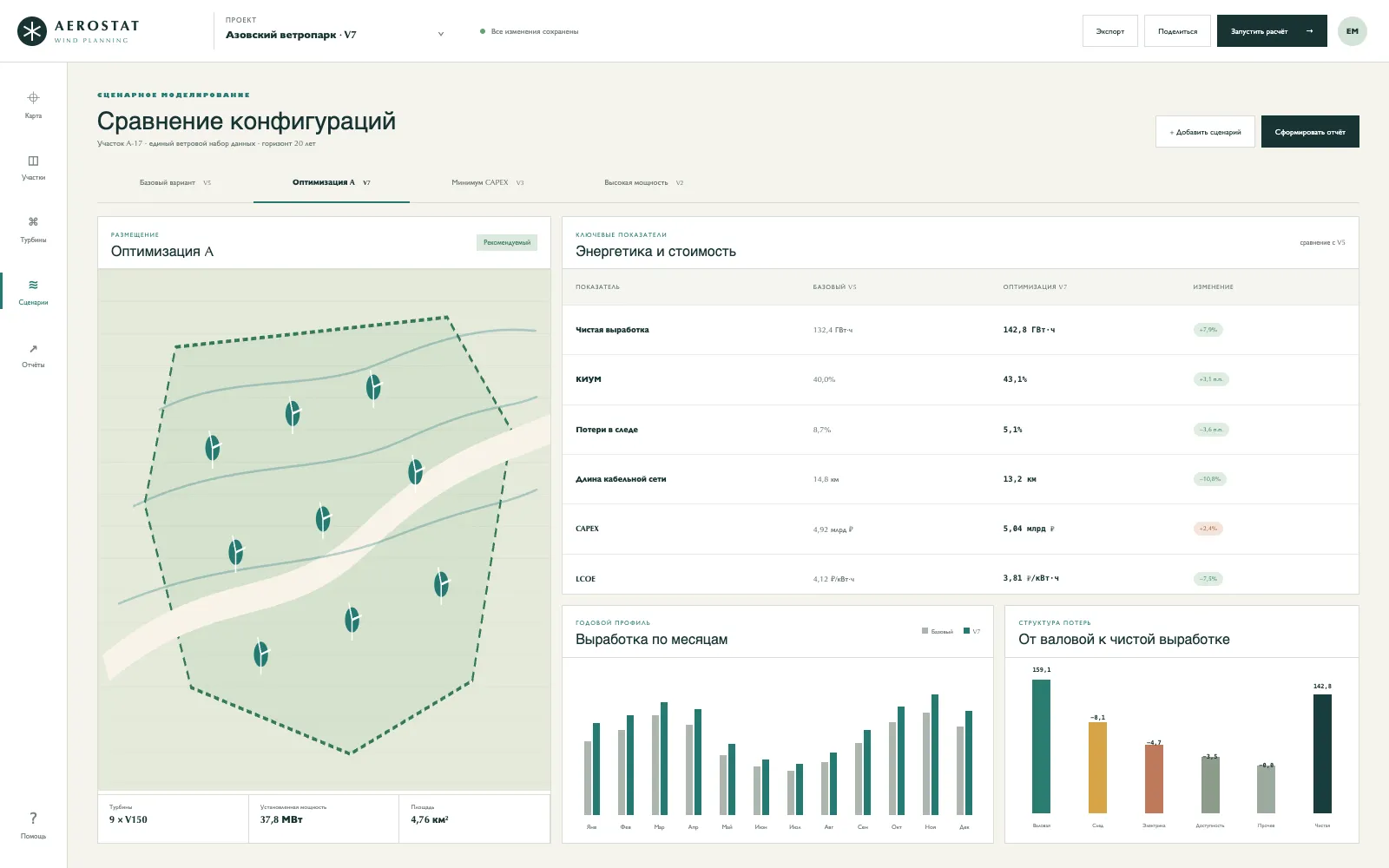 GIS-система проектирования и оптимизации ветропарков — Экран 3