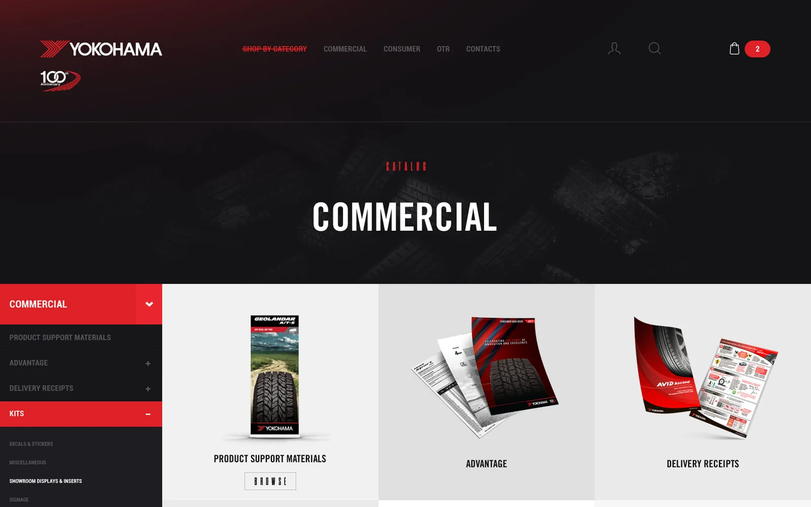 Yokohama Print: B2B-платформа заказа маркетинговых материалов для дилерской сети — Каталог материалов, опубликованный из DAMS без ручного дублирования