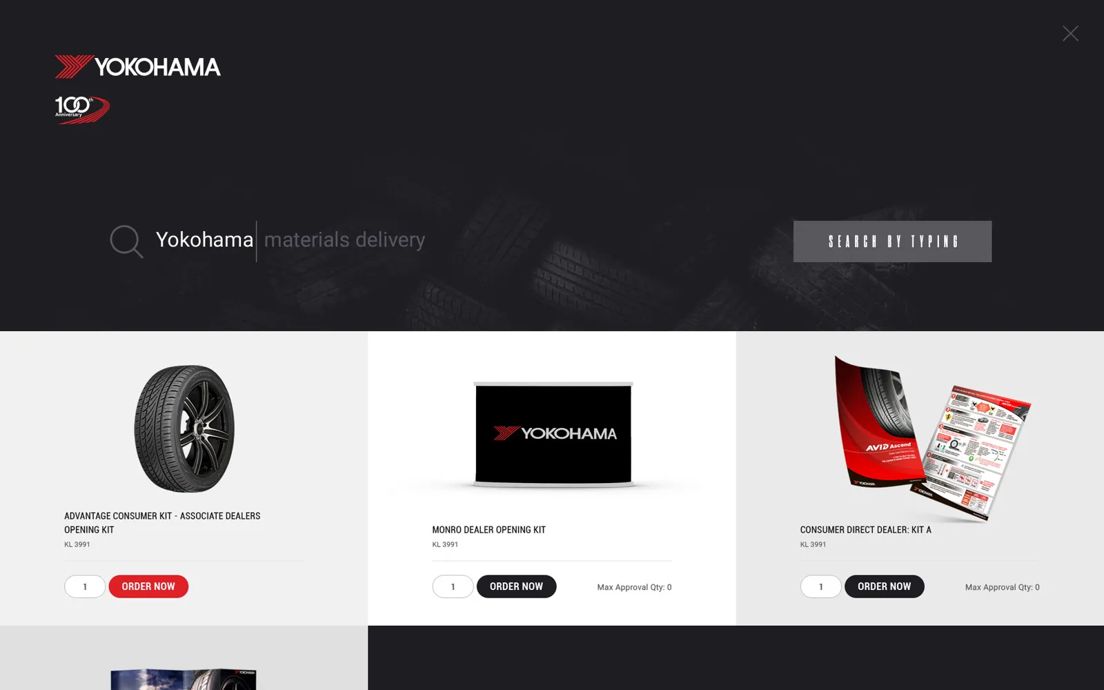 Yokohama Print: B2B-платформа заказа маркетинговых материалов для дилерской сети — Поиск по каталогу с учётом прав дилера